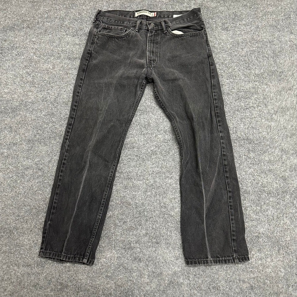 Levis Jeans Mens Size 34x29 Black 505 Straight Fit Faded Denim Casual Pants